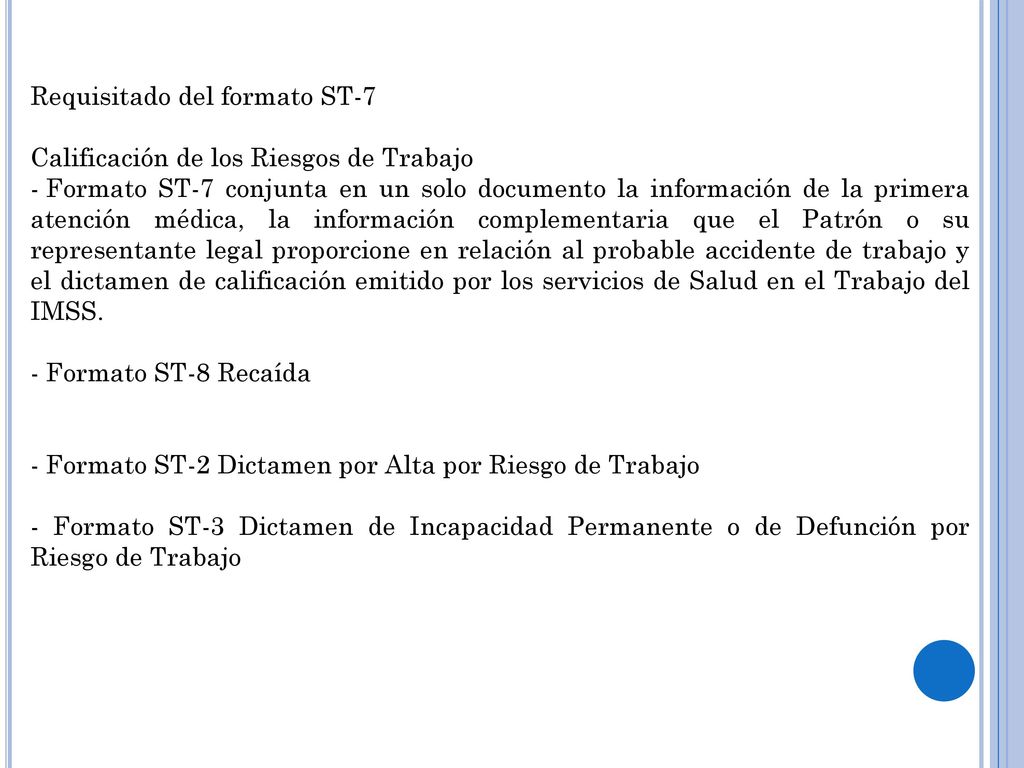Requisitado del formato ST-7. Calificación de los Riesgos de Trabajo.