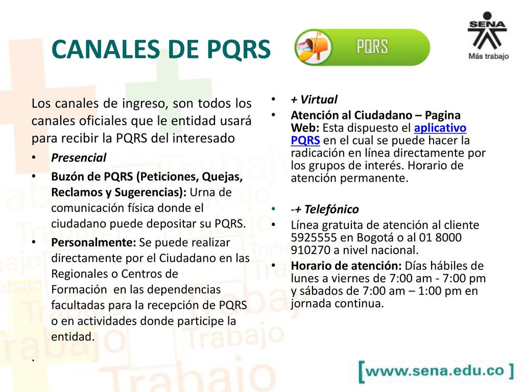 CANALES DE PQRS Los canales de ingreso, son todos los canales oficiales que le entidad usará para recibir la PQRS del interesado.
