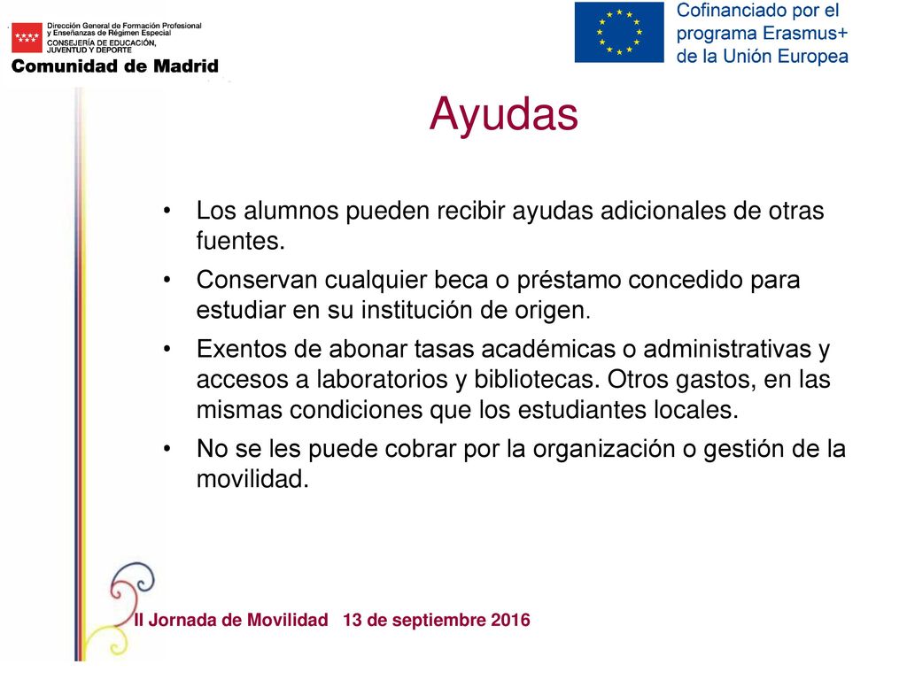 Ayudas Los alumnos pueden recibir ayudas adicionales de otras fuentes.