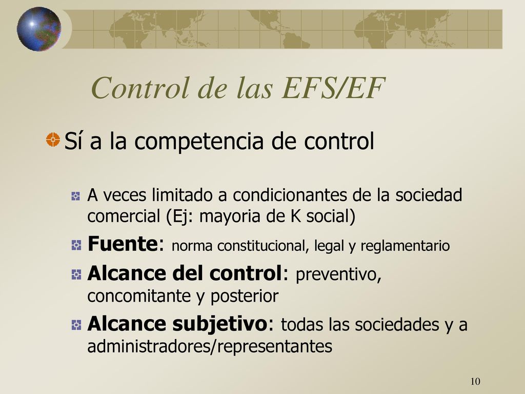 Control de las EFS/EF Sí a la competencia de control