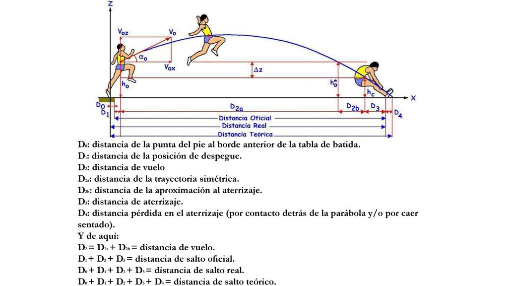 D0: distancia de la punta del pie al borde anterior de la tabla de batida.