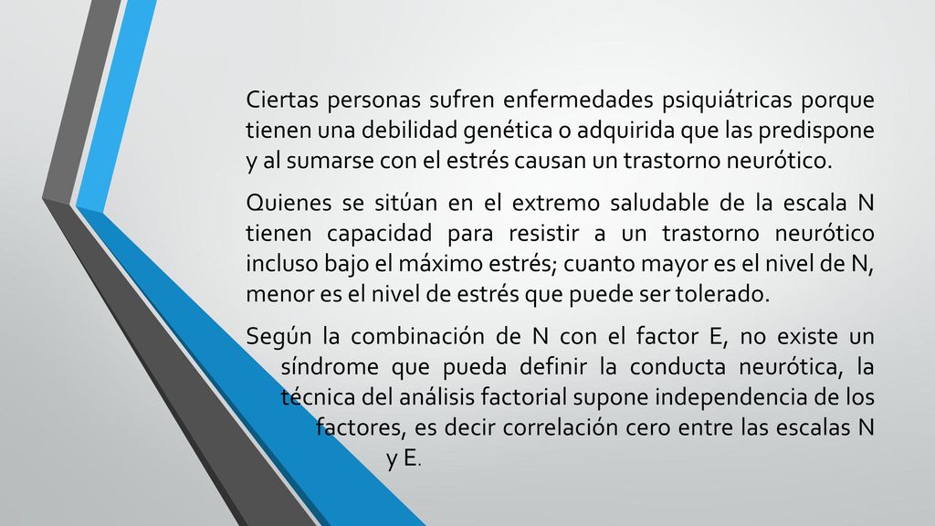 Ciertas personas sufren enfermedades psiquiátricas porque tienen una debilidad genética o adquirida que las predispone y al sumarse con el estrés causan un trastorno neurótico.