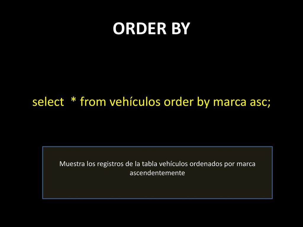 select * from vehículos order by marca asc;
