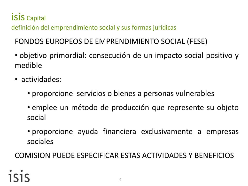 isis Capital definición del emprendimiento social y sus formas jurídicas