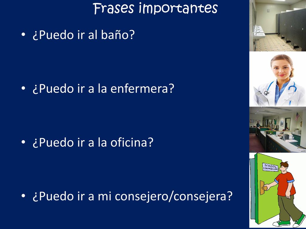 Frases importantes ¿Puedo ir al baño. ¿Puedo ir a la enfermera.