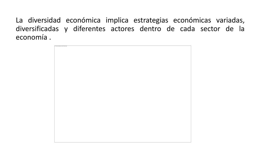 La diversidad económica implica estrategias económicas variadas, diversificadas y diferentes actores dentro de cada sector de la economía .