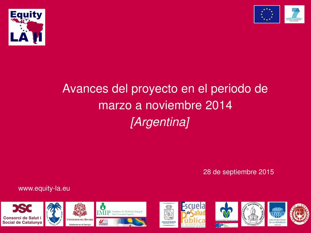 Avances del proyecto en el periodo de marzo a noviembre 2014
