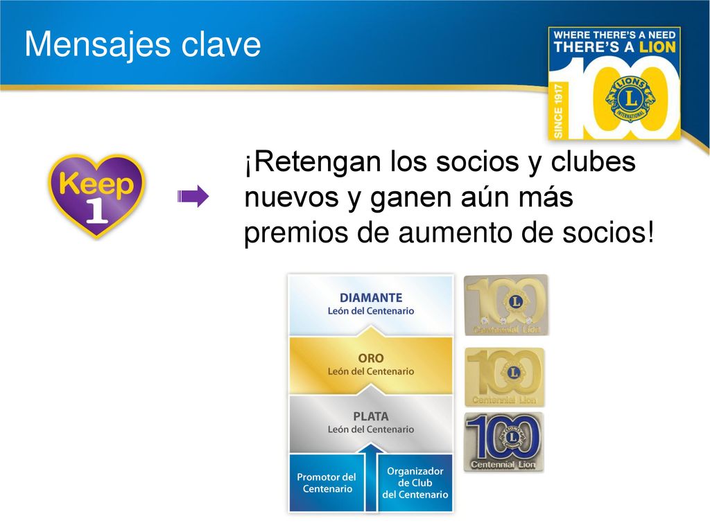 Mensajes clave ¡Retengan los socios y clubes nuevos y ganen aún más premios de aumento de socios!