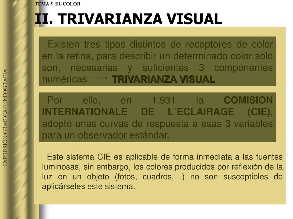 TEMA 5 EL COLOR II. TRIVARIANZA VISUAL.