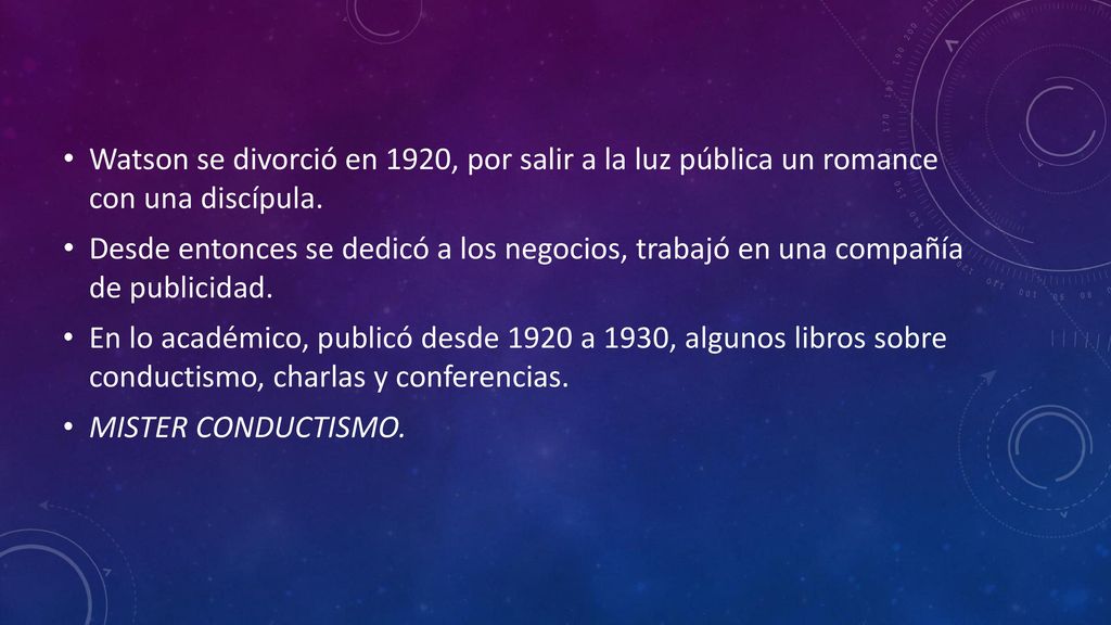Watson se divorció en 1920, por salir a la luz pública un romance con una discípula.