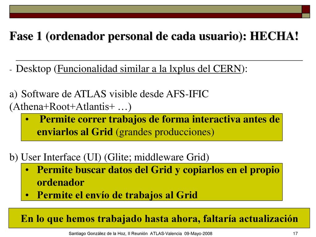 En lo que hemos trabajado hasta ahora, faltaría actualización