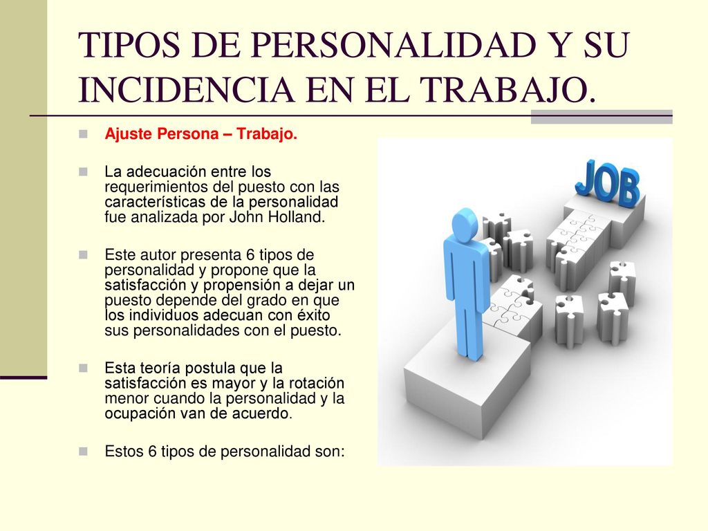 TIPOS DE PERSONALIDAD Y SU INCIDENCIA EN EL TRABAJO.