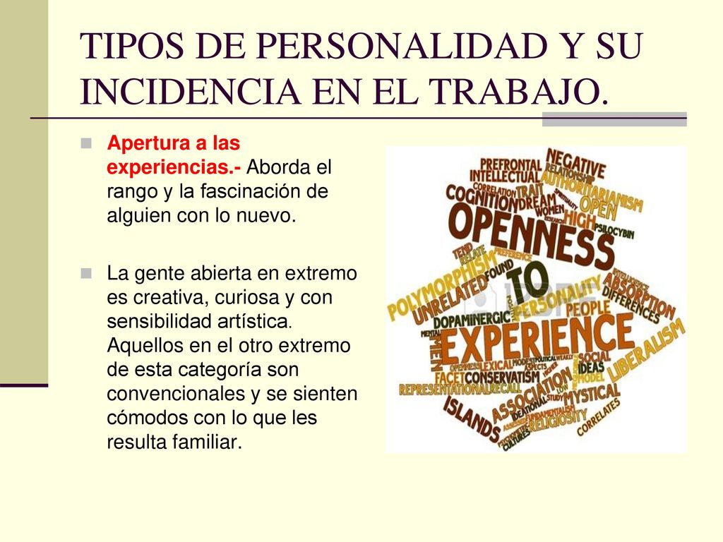TIPOS DE PERSONALIDAD Y SU INCIDENCIA EN EL TRABAJO.