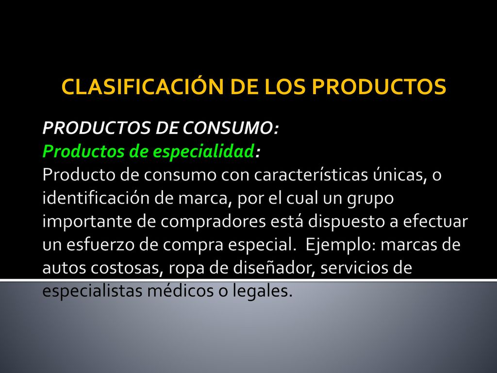 CLASIFICACIÓN DE LOS PRODUCTOS
