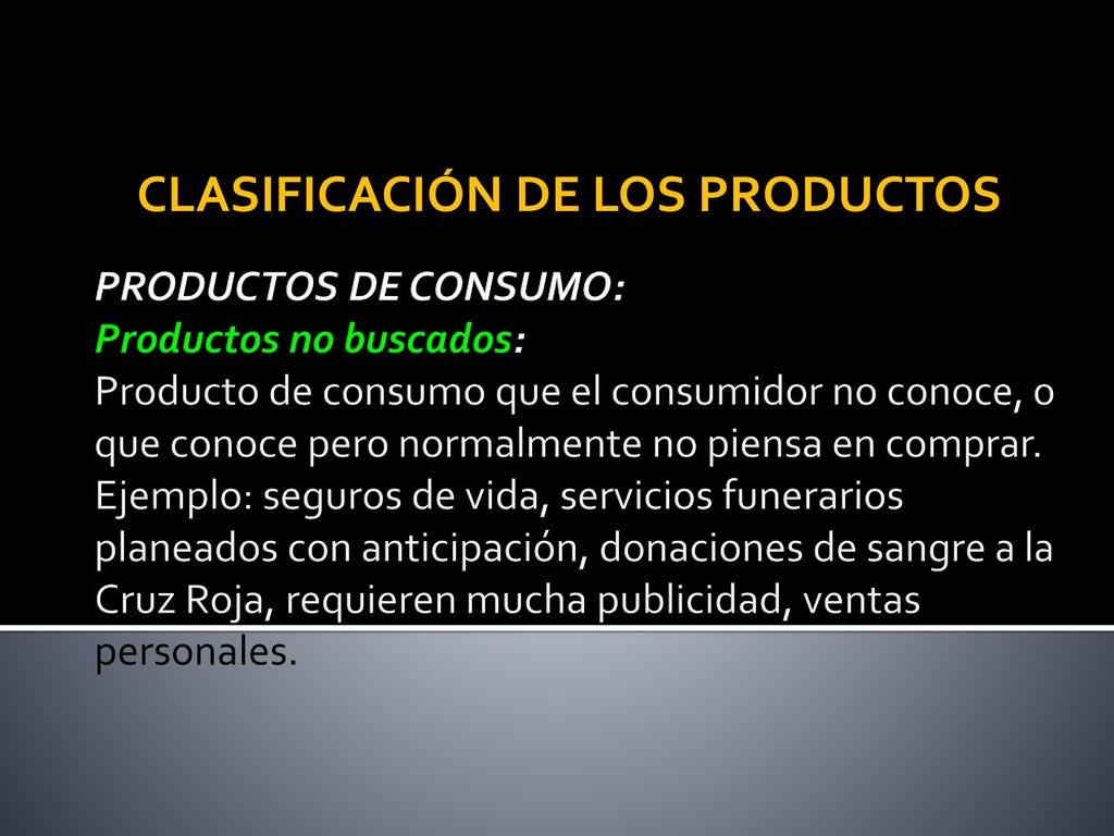 CLASIFICACIÓN DE LOS PRODUCTOS