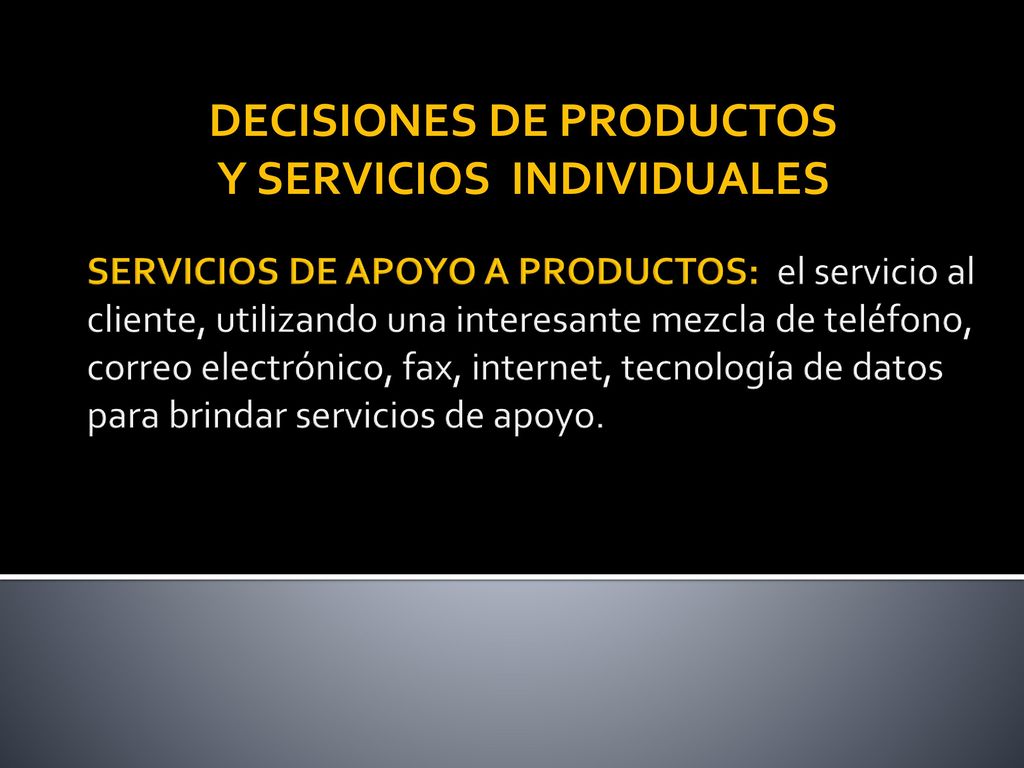 DECISIONES DE PRODUCTOS Y SERVICIOS INDIVIDUALES