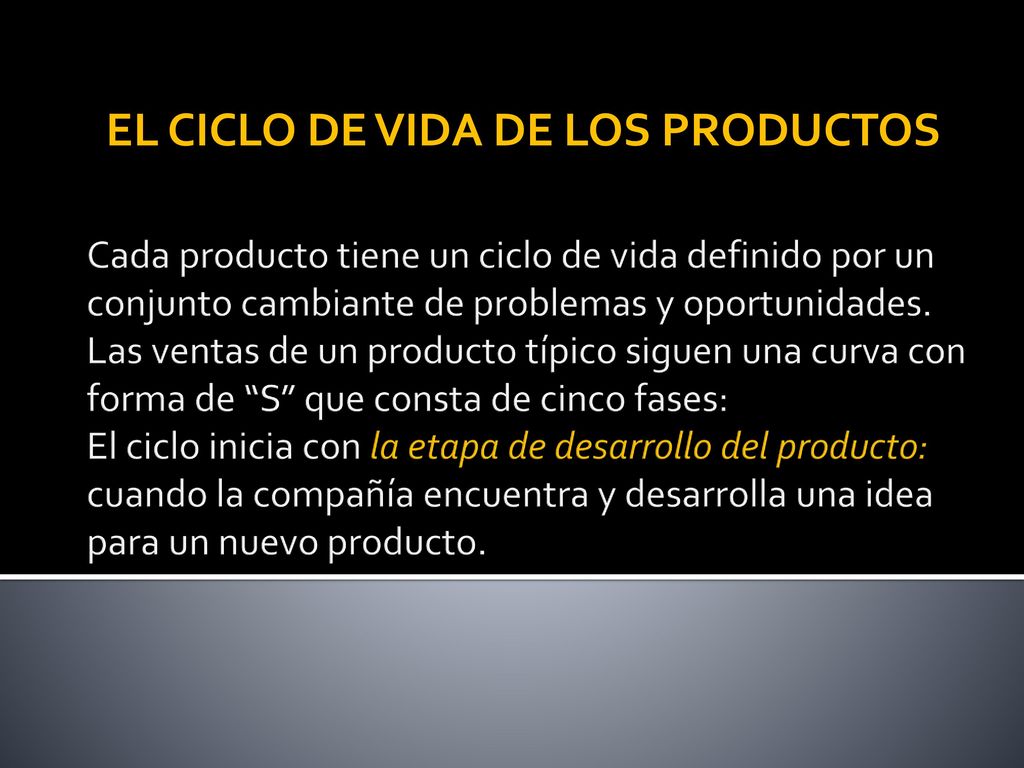 EL CICLO DE VIDA DE LOS PRODUCTOS