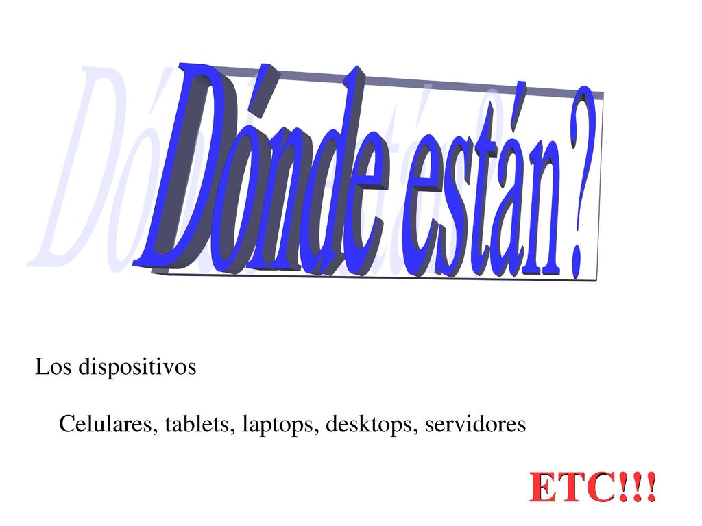 Dónde están Los dispositivos Celulares, tablets, laptops, desktops, servidores ETC!!!