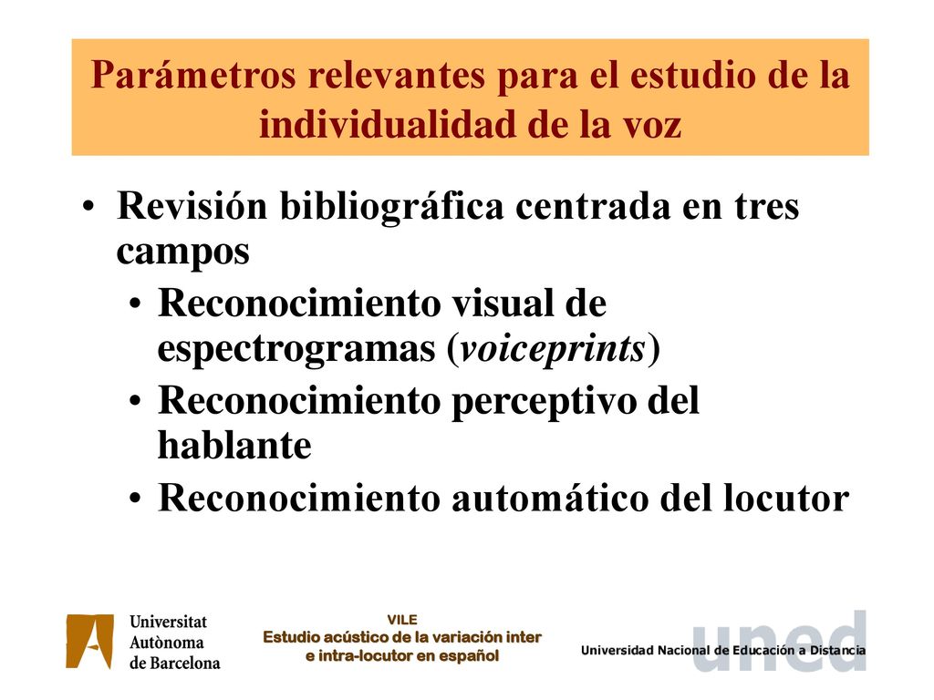 Parámetros relevantes para el estudio de la individualidad de la voz