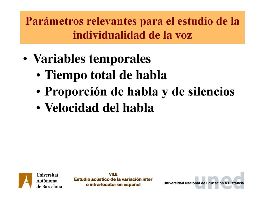 Parámetros relevantes para el estudio de la individualidad de la voz