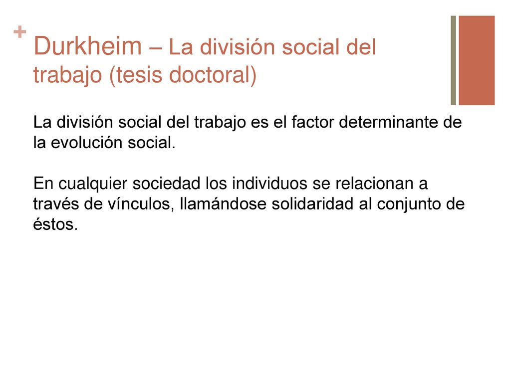 Durkheim – La división social del trabajo (tesis doctoral)