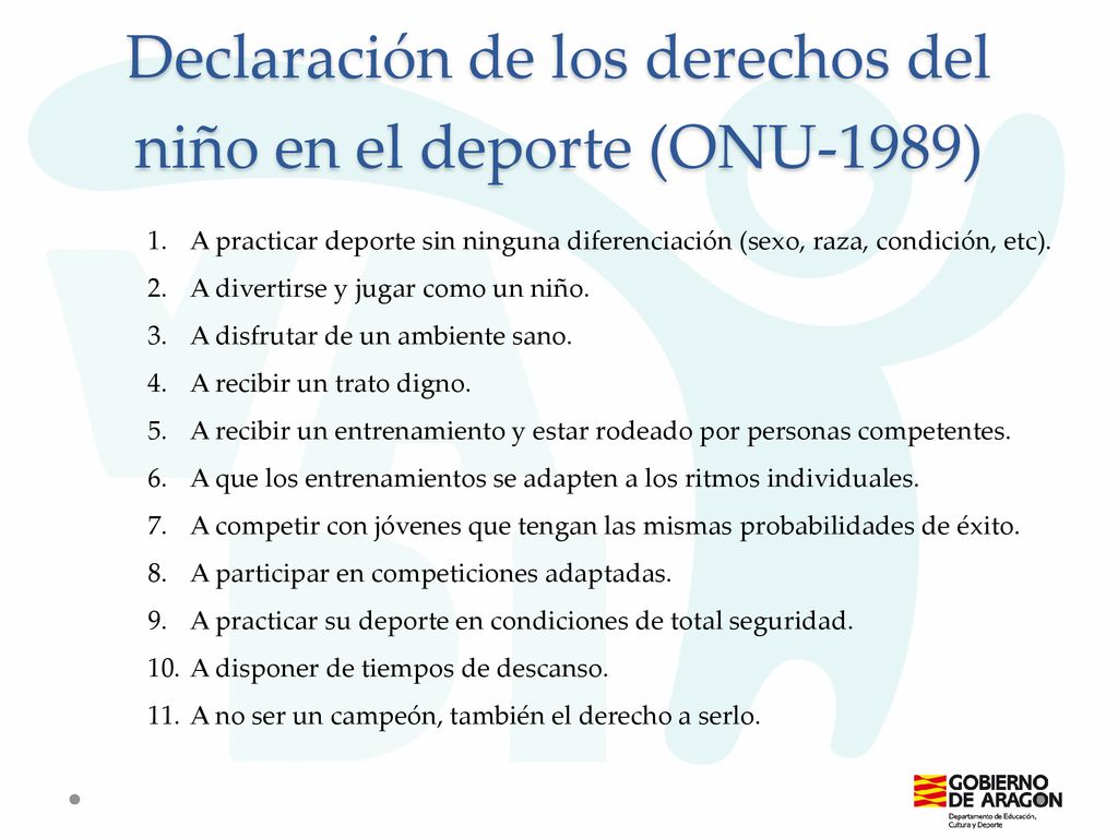 Declaración de los derechos del niño en el deporte (ONU-1989)