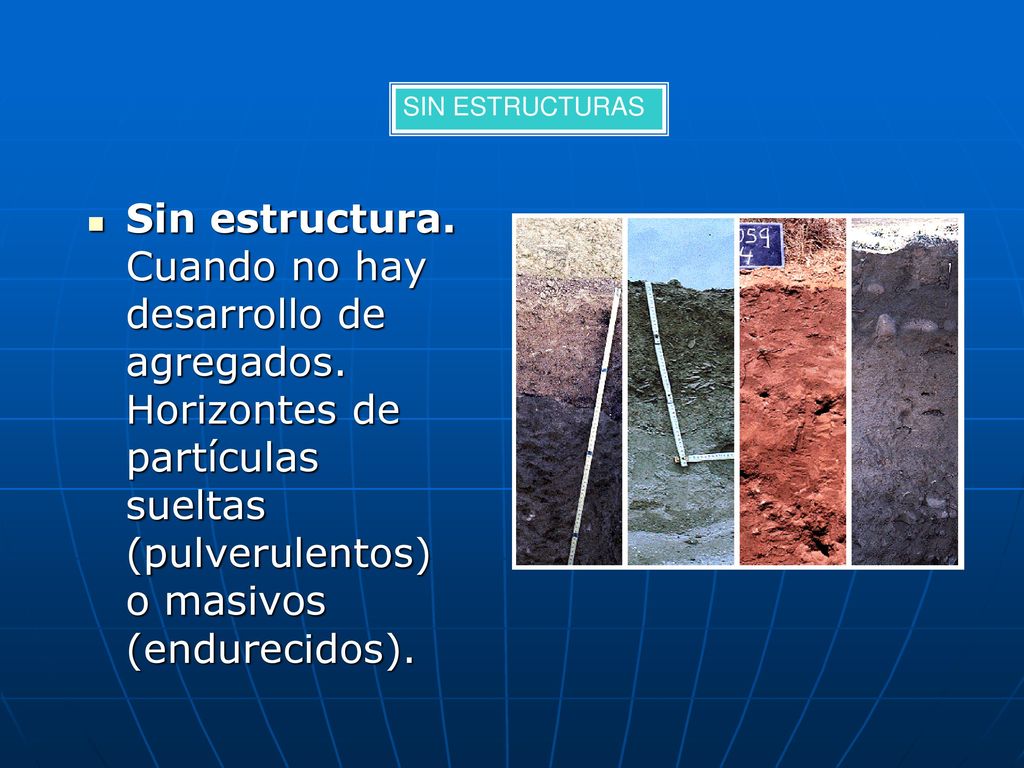 SIN ESTRUCTURAS Sin estructura. Cuando no hay desarrollo de agregados.