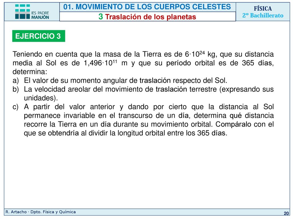 01. MOVIMIENTO DE LOS CUERPOS CELESTES 3 Traslación de los planetas