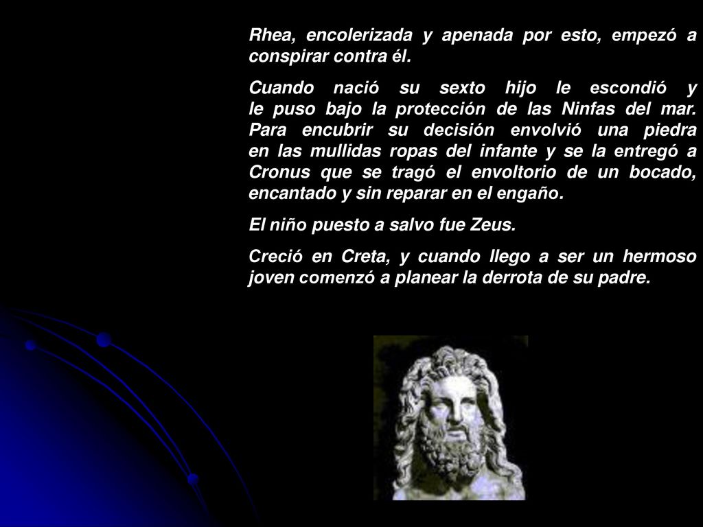 Rhea, encolerizada y apenada por esto, empezó a conspirar contra él.