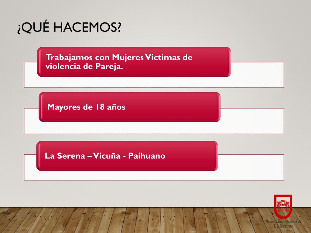 ¿Qué hacemos Trabajamos con Mujeres Victimas de violencia de Pareja.