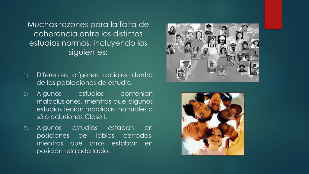 Muchas razones para la falta de coherencia entre los distintos estudios normas, incluyendo las siguientes: