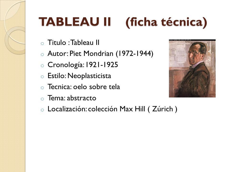 TABLEAU II (ficha técnica)