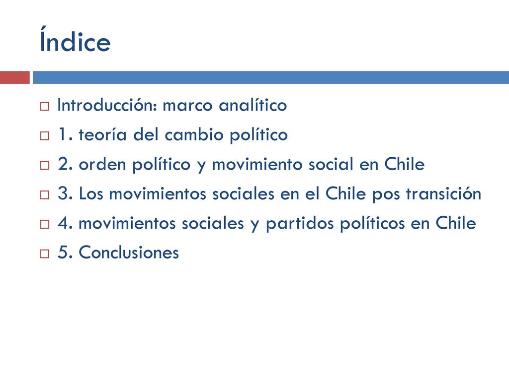 Índice Introducción: marco analítico 1. teoría del cambio político