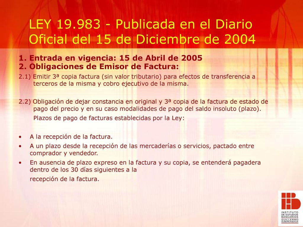 LEY Publicada en el Diario Oficial del 15 de Diciembre de 2004