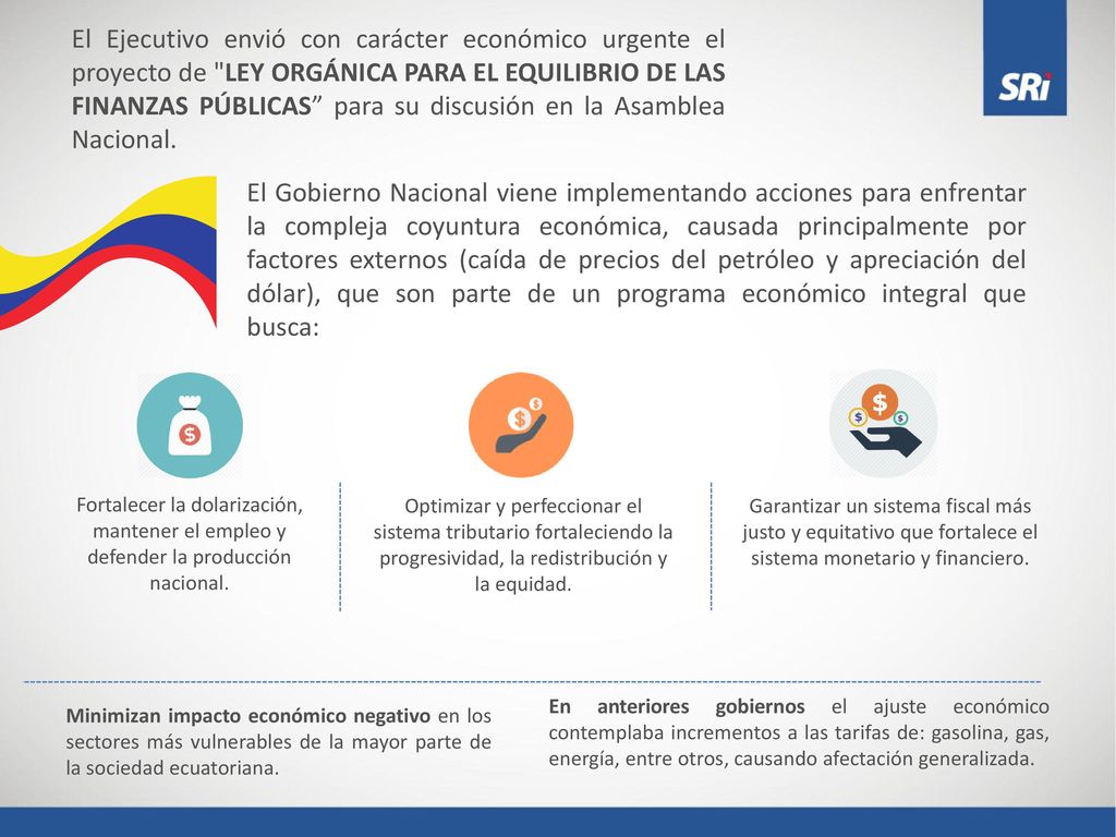 El Ejecutivo envió con carácter económico urgente el proyecto de LEY ORGÁNICA PARA EL EQUILIBRIO DE LAS FINANZAS PÚBLICAS para su discusión en la Asamblea Nacional.