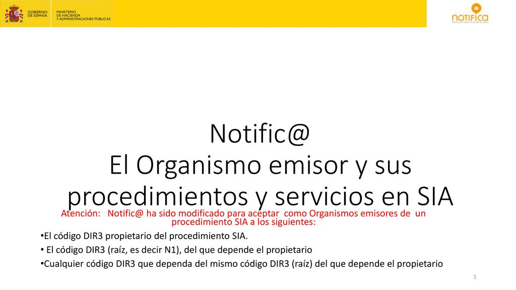 El Organismo emisor y sus procedimientos y servicios en SIA