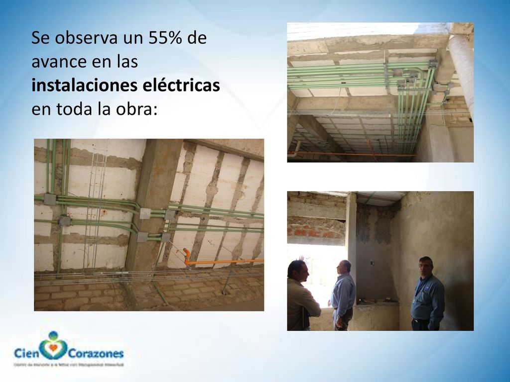 Se observa un 55% de avance en las instalaciones eléctricas en toda la obra: