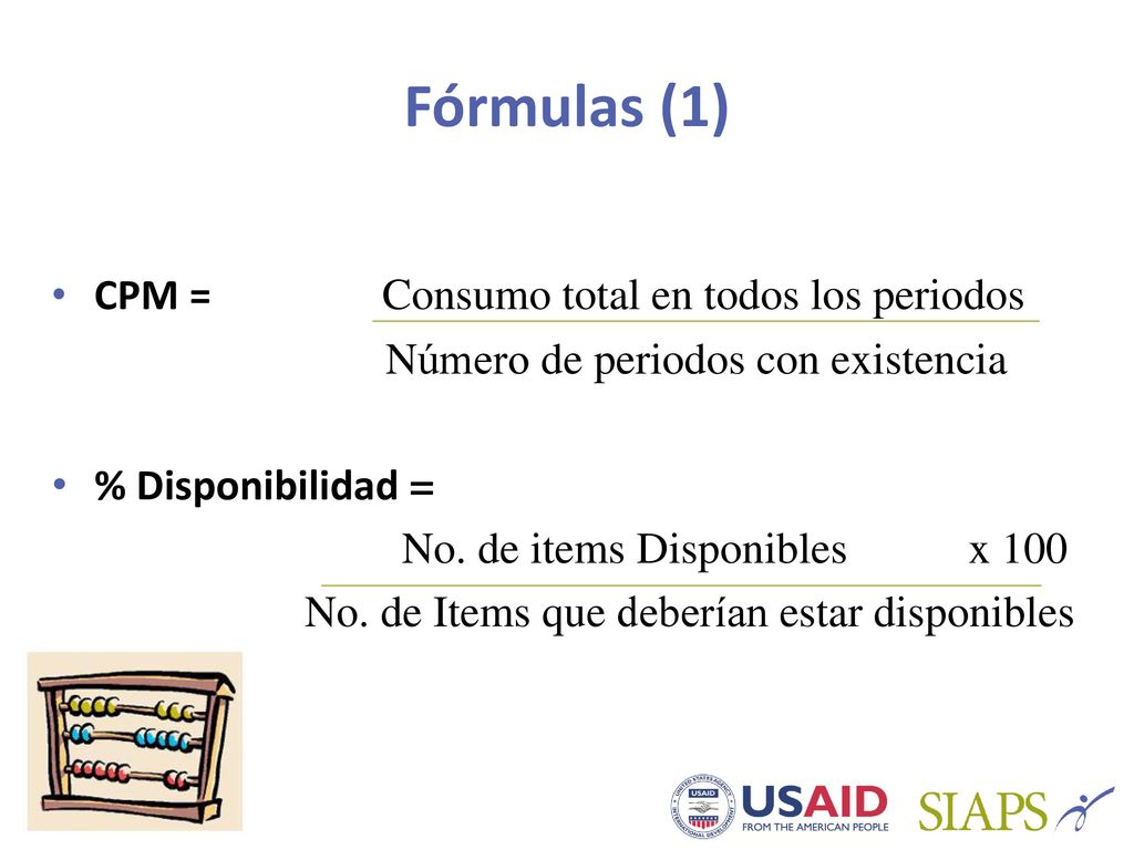 Fórmulas (1) CPM = Consumo total en todos los periodos