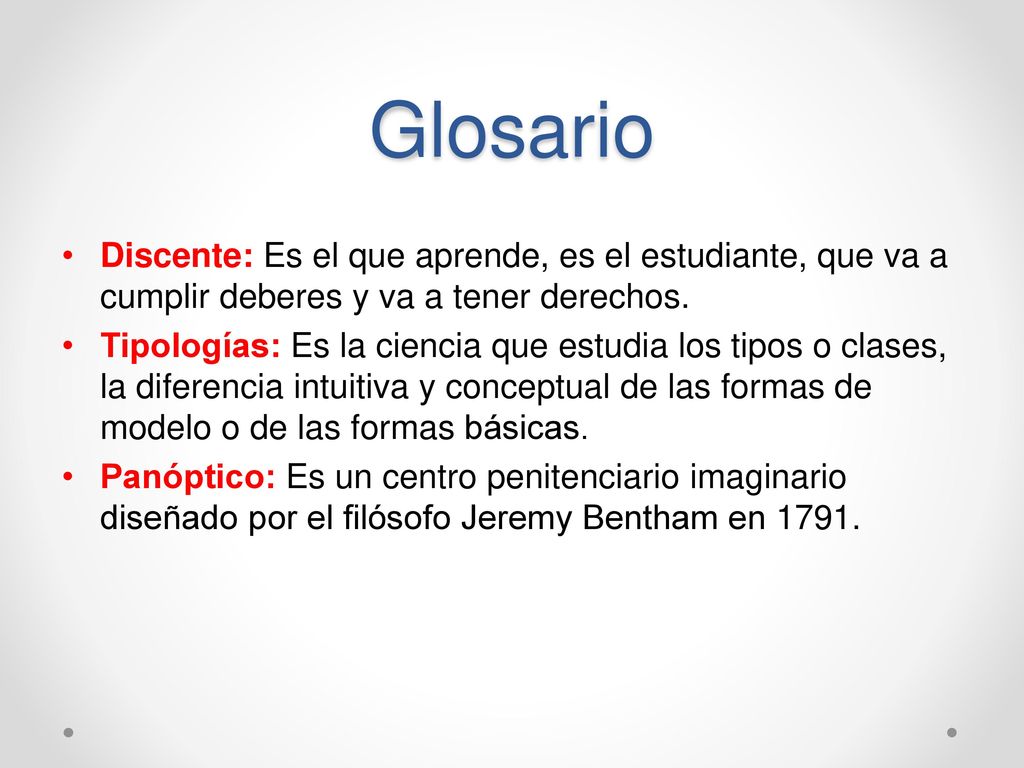 Glosario Discente: Es el que aprende, es el estudiante, que va a cumplir deberes y va a tener derechos.