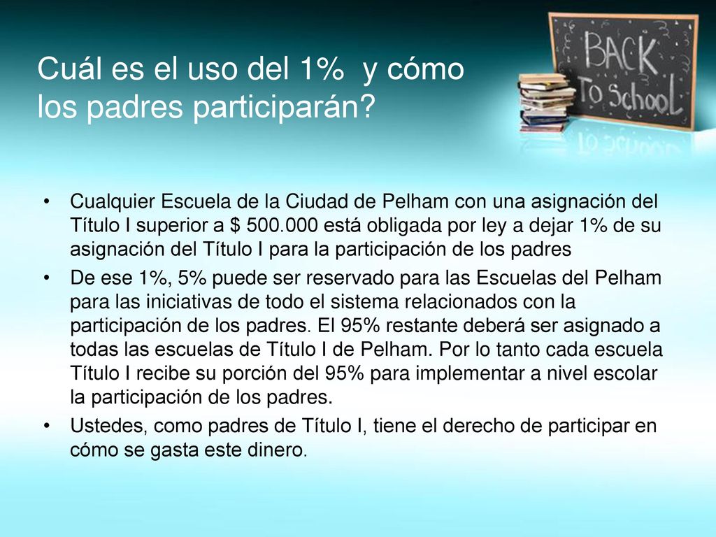 Cuál es el uso del 1% y cómo los padres participarán