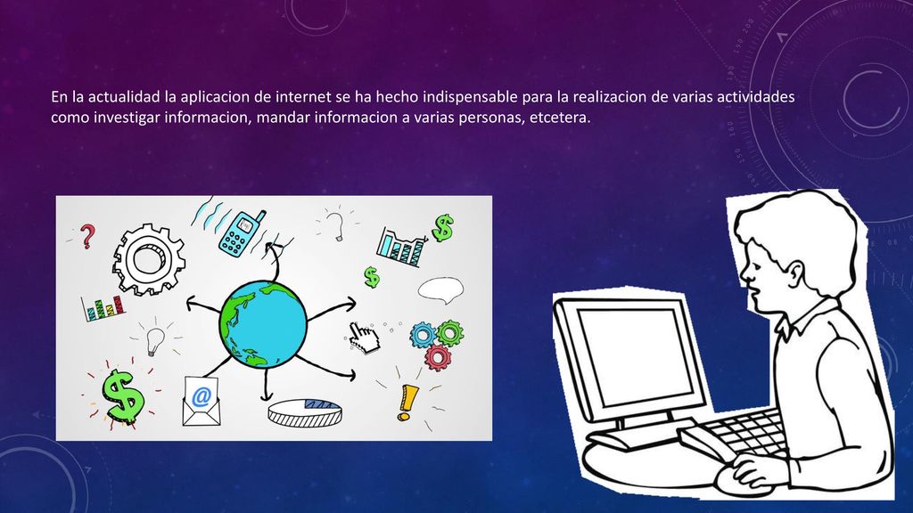 En la actualidad la aplicacion de internet se ha hecho indispensable para la realizacion de varias actividades como investigar informacion, mandar informacion a varias personas, etcetera.
