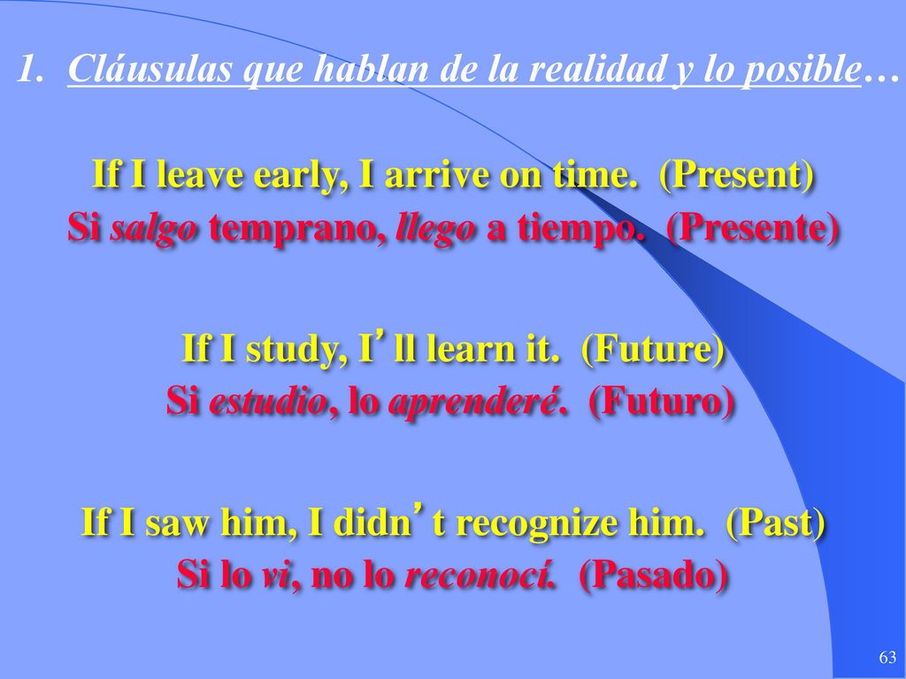 1. Cláusulas que hablan de la realidad y lo posible…