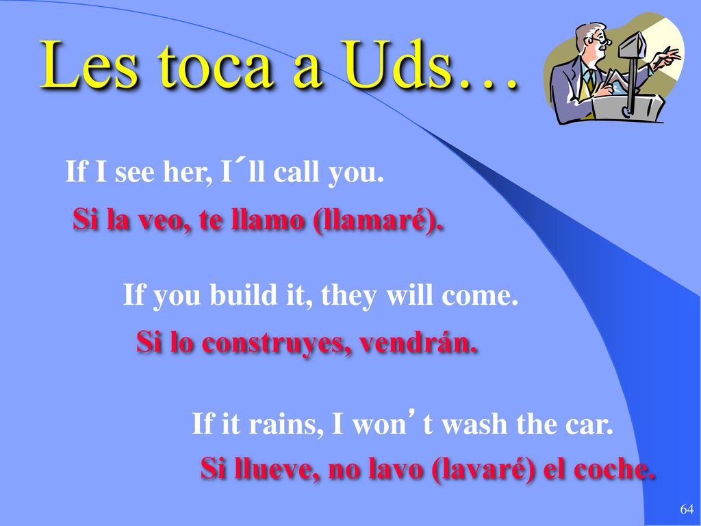 Les toca a Uds… If I see her, I´ll call you.