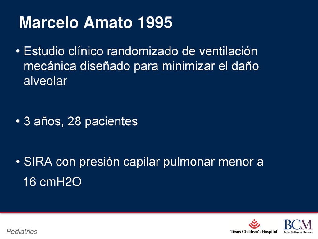 Marcelo Amato 1995 Estudio clínico randomizado de ventilación mecánica diseñado para minimizar el daño alveolar.