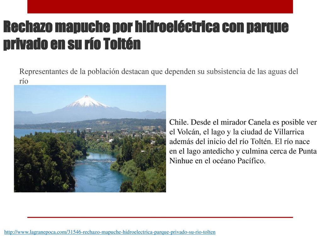 Rechazo mapuche por hidroeléctrica con parque privado en su río Toltén