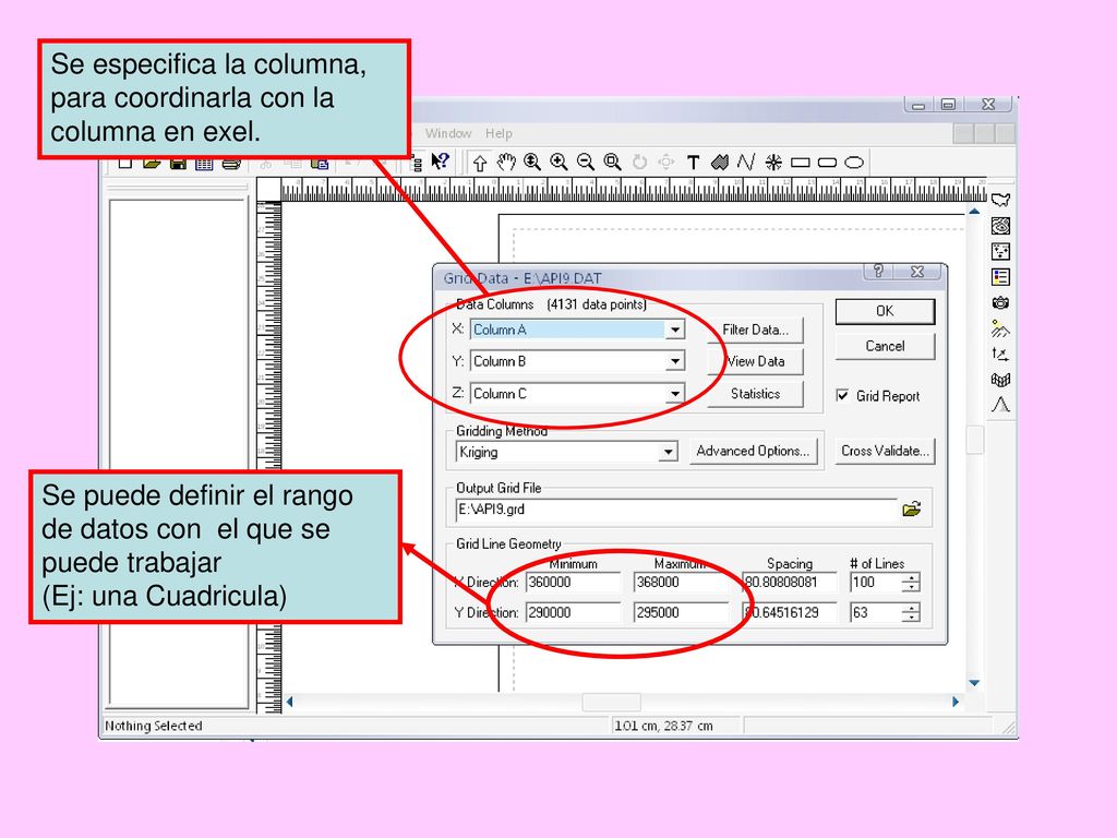 Se especifica la columna, para coordinarla con la columna en exel.