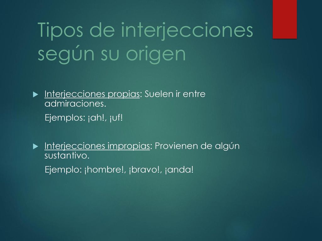Tipos de interjecciones según su origen