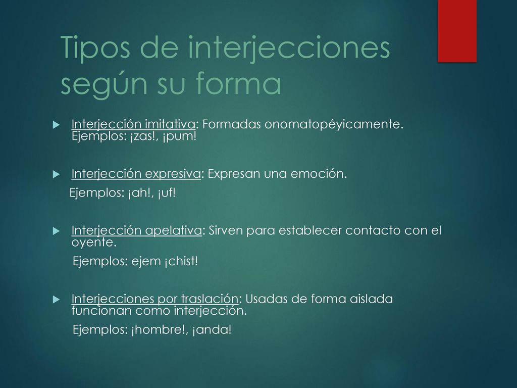 Tipos de interjecciones según su forma