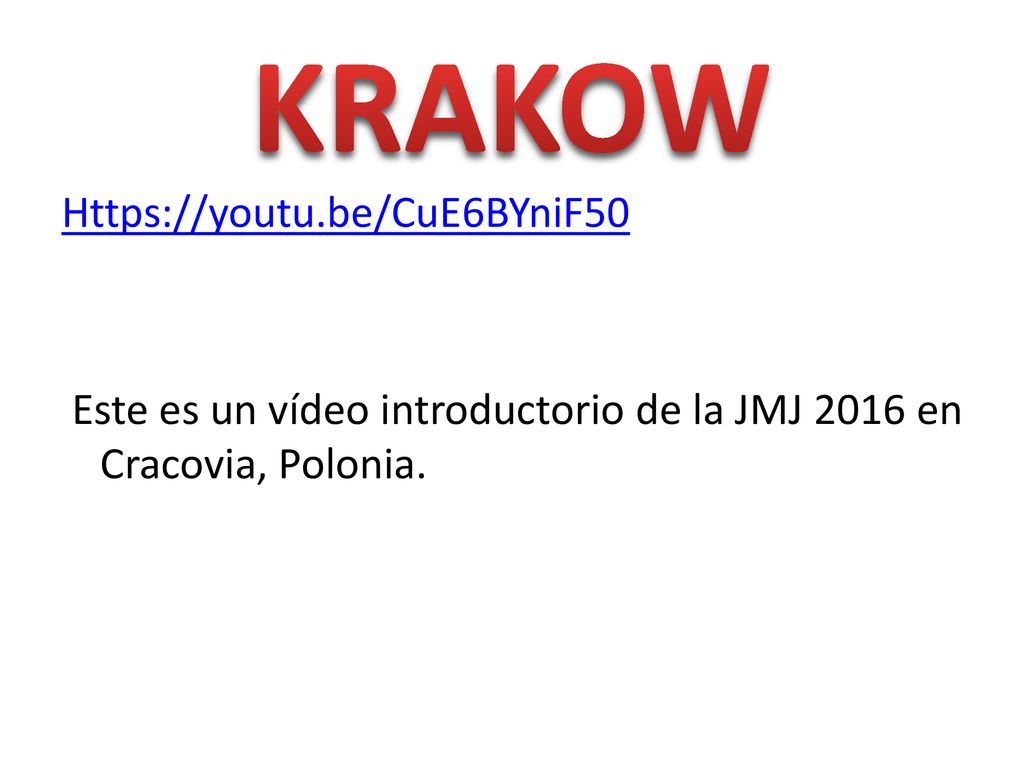 KRAKOW   Este es un vídeo introductorio de la JMJ 2016 en Cracovia, Polonia.