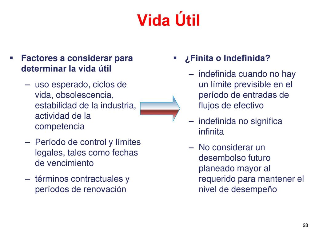 Vida Útil Factores a considerar para determinar la vida útil
